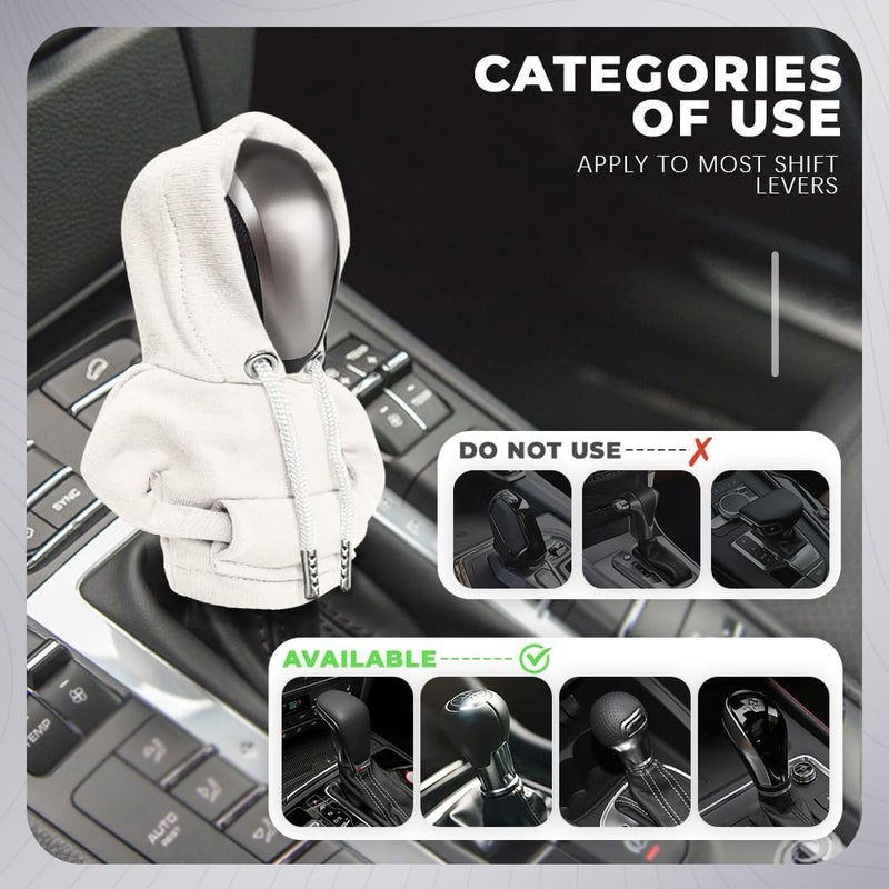 RGOAANC Gear Shift Hoodie, Gear Shift Cover, Fashionable Hoodie Automotive Gear Shift Knob Protector, Car Accessories Mini Sweater Gear Shift Knob Cover for Car Gear Shift Levers (White) - Image 5